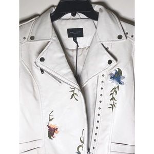 Romeo & Juliet embroidered Vegan Moto jacket szM